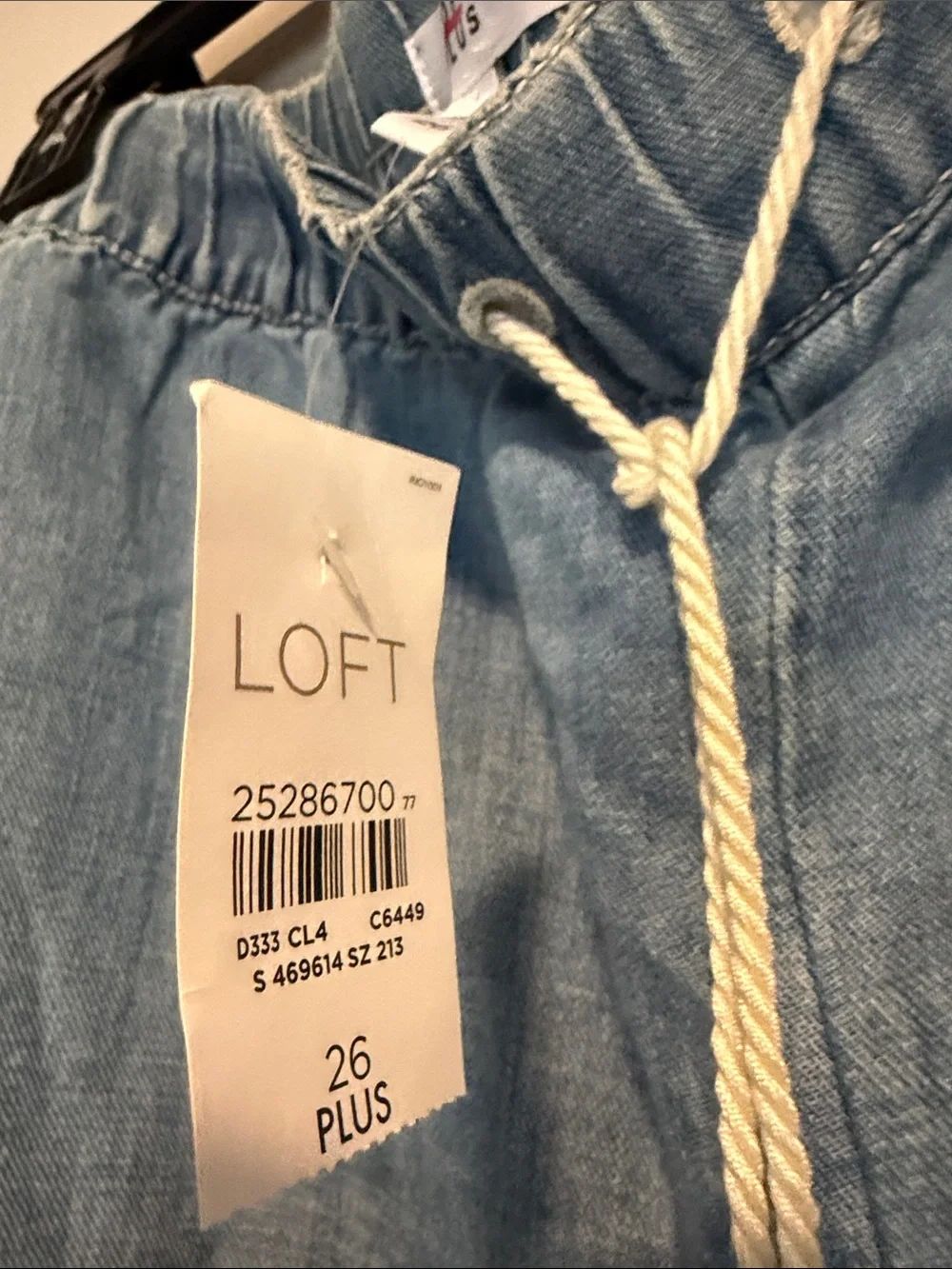 (Sold) LOFT Light Blue Embroidered Drawstring High-Waist Shorts